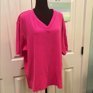 Chic Fuchsia V-Neck Women's Tee
